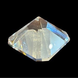 Oleg Cassini Clear Crystal Faceted Diamond Art Glass Paperweight Signed